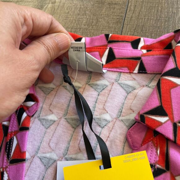 NWT Diane von Furstenberg Collared Sleeveless Pink Geo Jumpsuit Size XL Summer - Picture 12 of 16